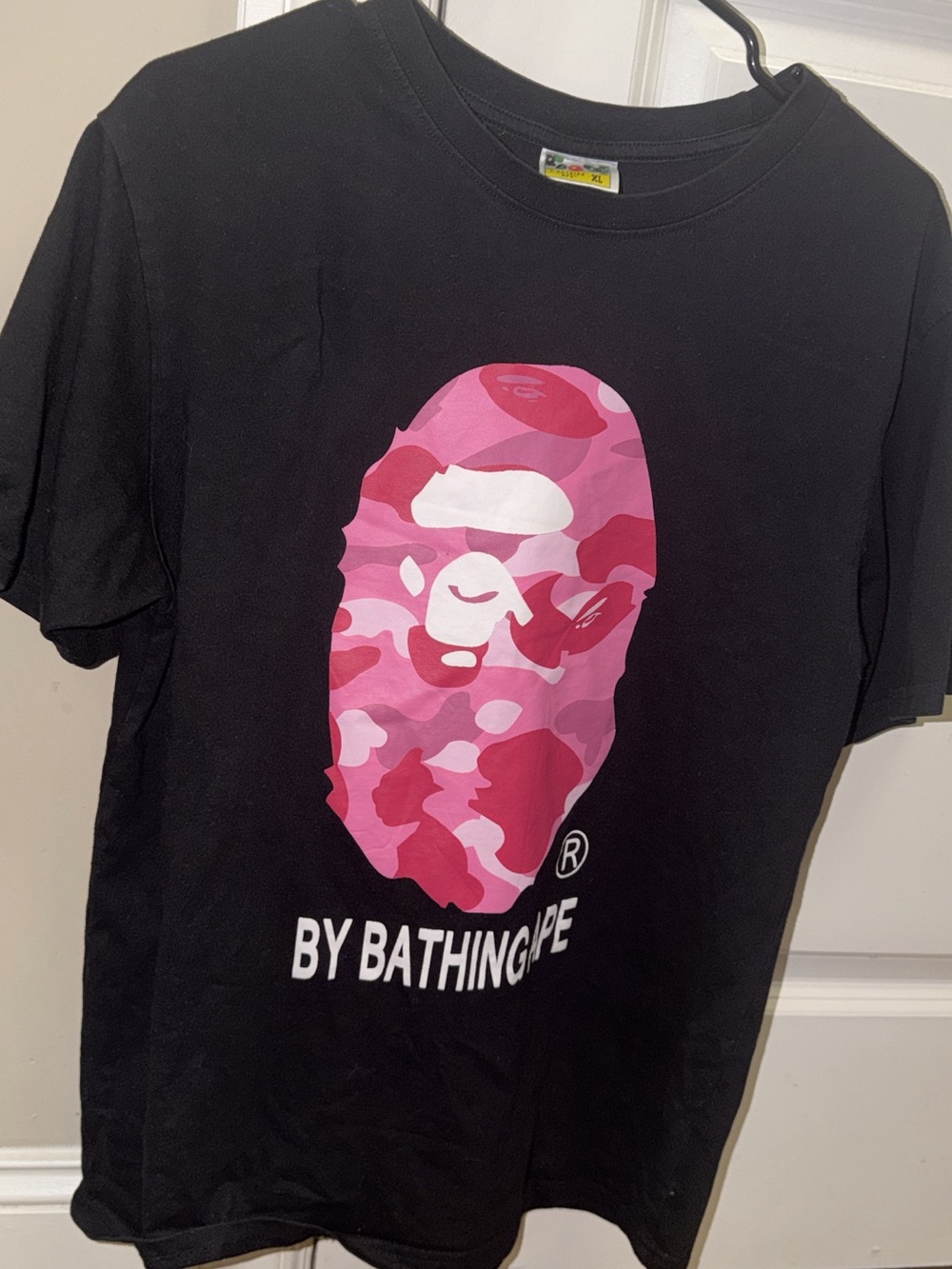 Black bape T-Shirt with Pink Camo Ape Head